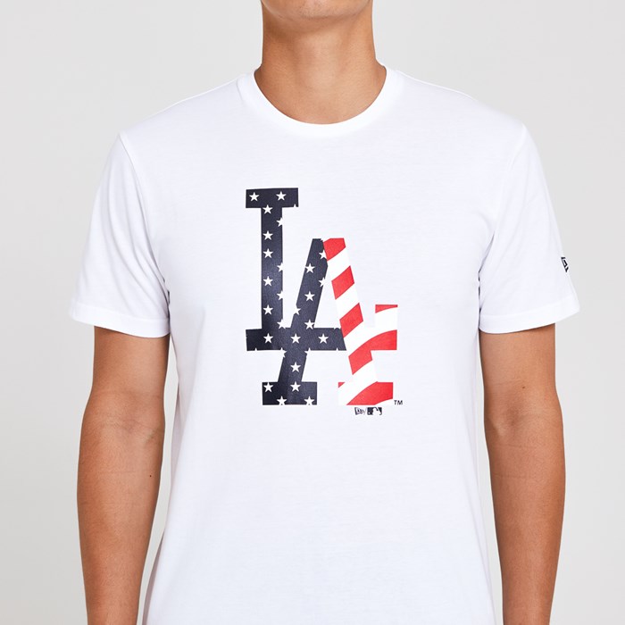 Los Angeles Dodgers Logo Infill Miesten T-paita Valkoinen - New Era Vaatteet Myynti FI-906427
